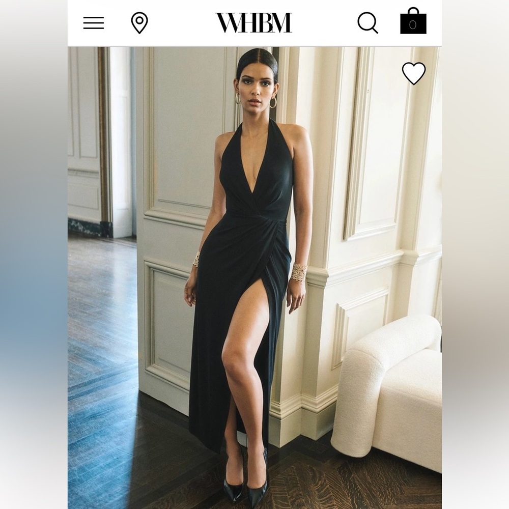 White House Black Market Black Halter Slit Formal Dress, Size 00P, NWT.